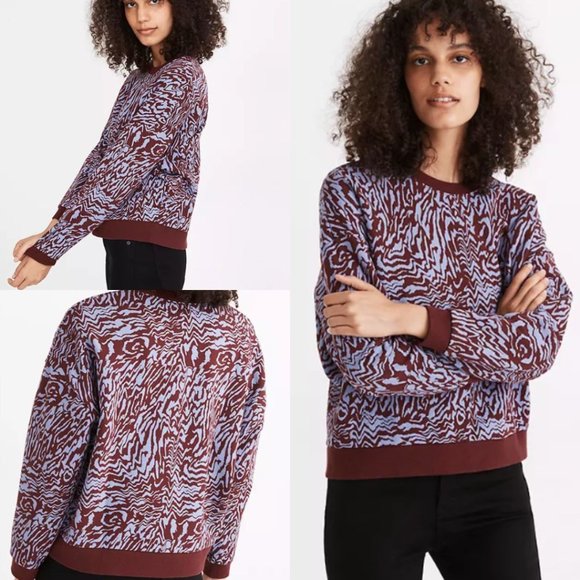 Madewell Tops - Madewell (Re)sourced Cotton 'Oversized' Sweatshirt in Tigerized Print